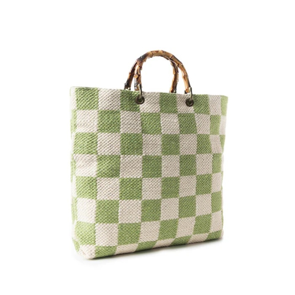 🚨LAST ONE🚨Green and Cream Checkered Tote Bag